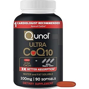 [SnS, AC] $4.29* | 90-Ct 100mg Qunol Ultra CoQ10 Antioxidant Supplement Softgels at Amazon